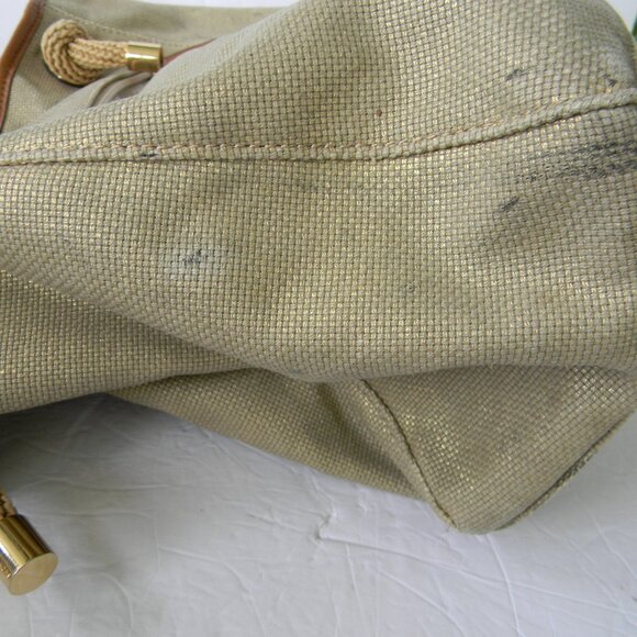 Michael Kors Gold Shimmer Metallic TotE  Leather Trim ROPE HANDLES NAUTICAL - Picture 7 of 12
